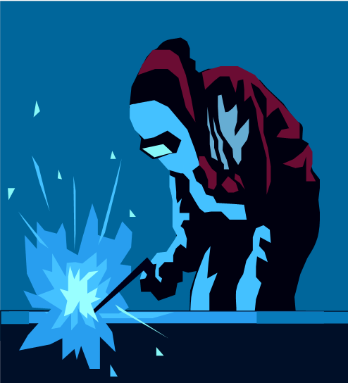 Animate image of industrial worker for East Village Community Development Corporation web site.